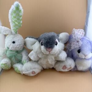 Dan dee Bunny Rabbit Lot of 3 Easter Plush Stuffed Animal Gray 6”, 7" 5”Sitting